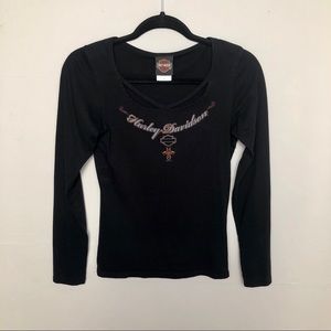 Harley Davidson Glitter Cut Out Moto Graphic Tee